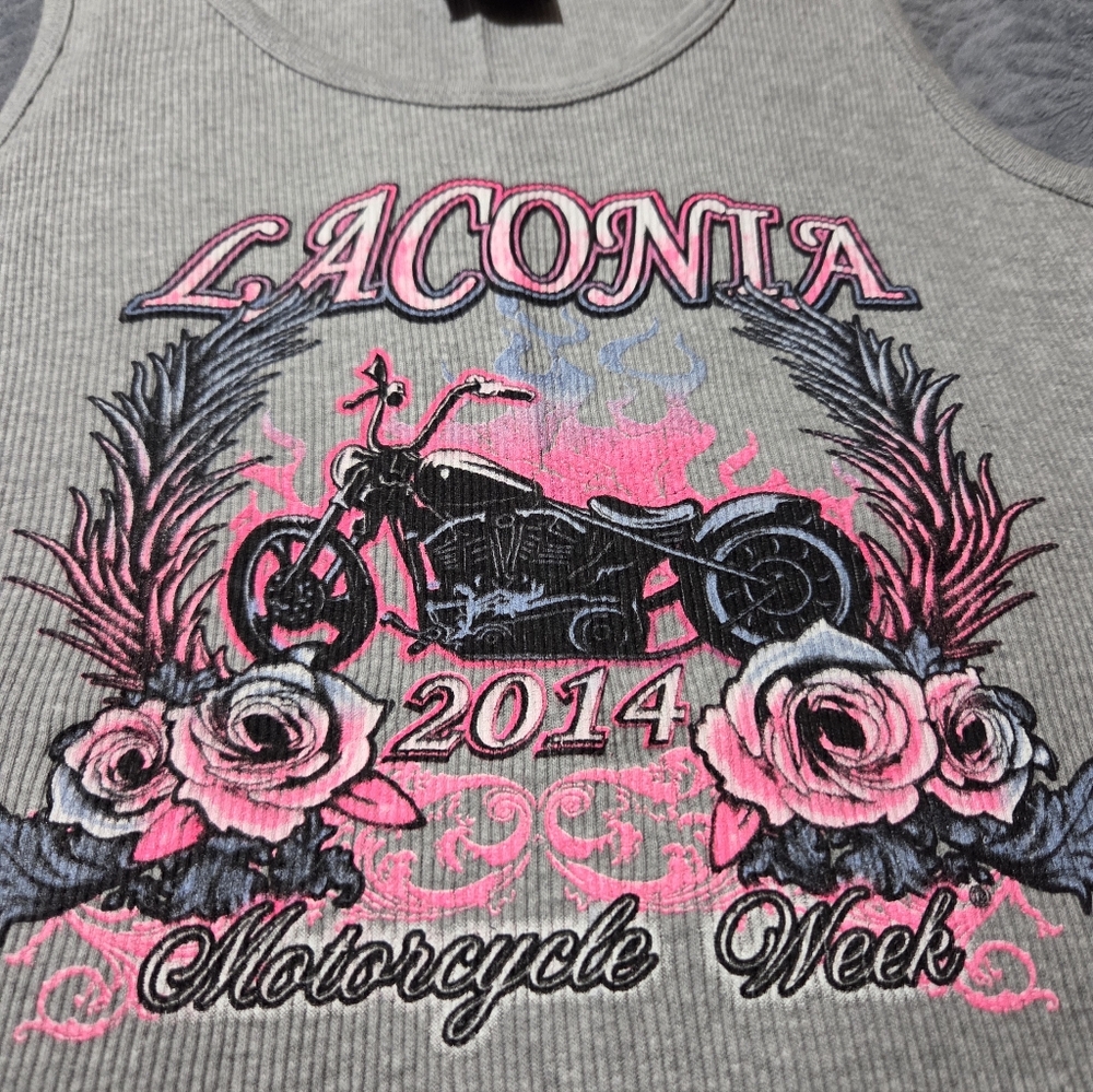 Gray and Pink Womens Biker Tank Top,Womens,Size XL